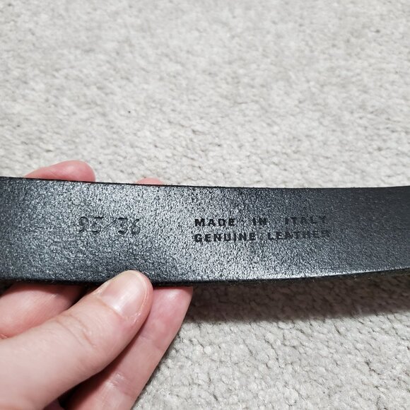 HUGO BOSS & ALLEN EDMONDS Italian Genuine Leather Belt Black Silver Men's 36 - Picture 6 of 10